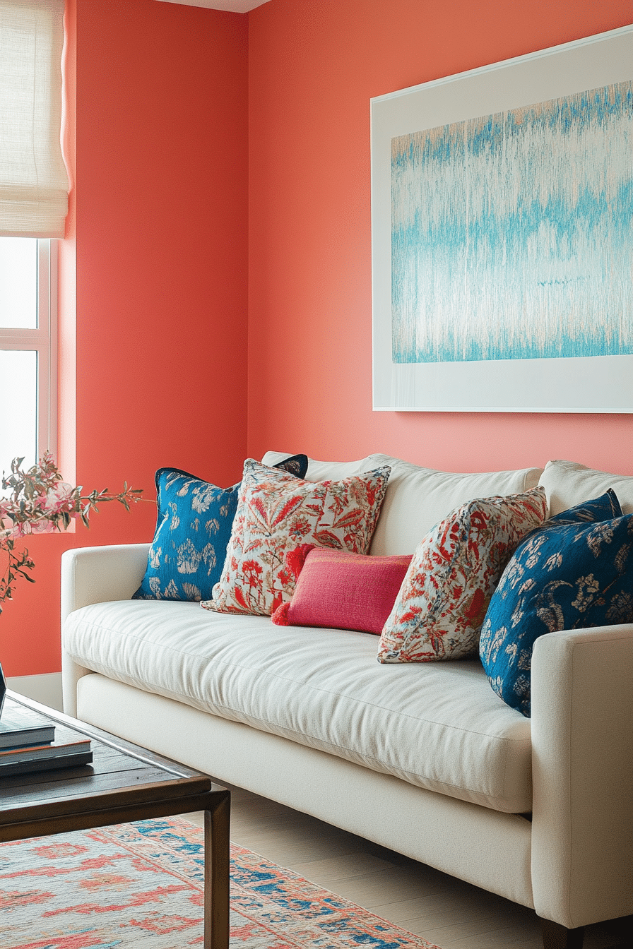 13. Color-Blocked Modern (Cream Couch Living Room Ideas) - Cream Couch Living Room Ideas