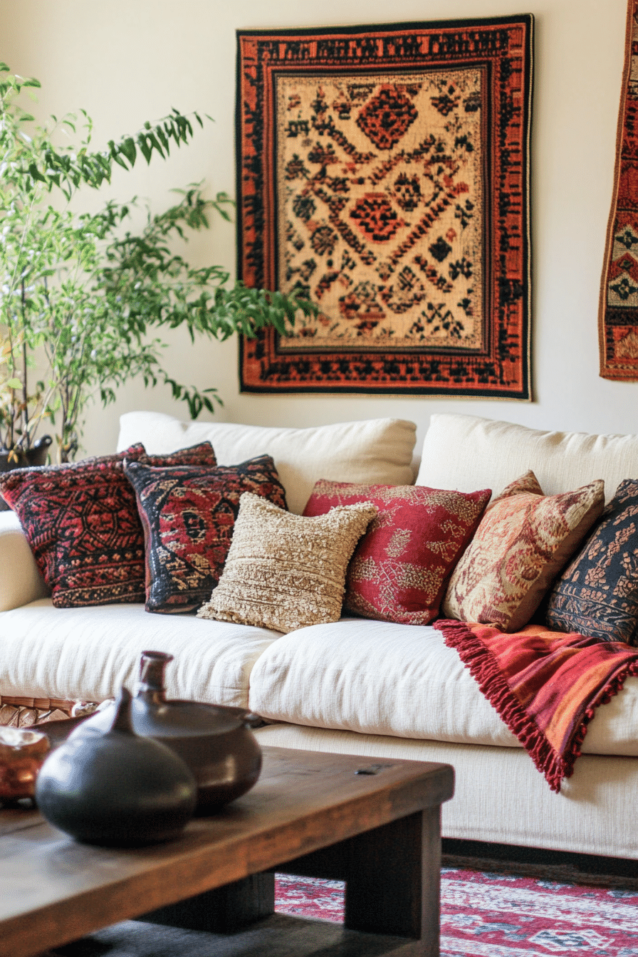 16. Global Inspired Fusion (Cream Couch Living Room Ideas) - Cream Couch Living Room Ideas