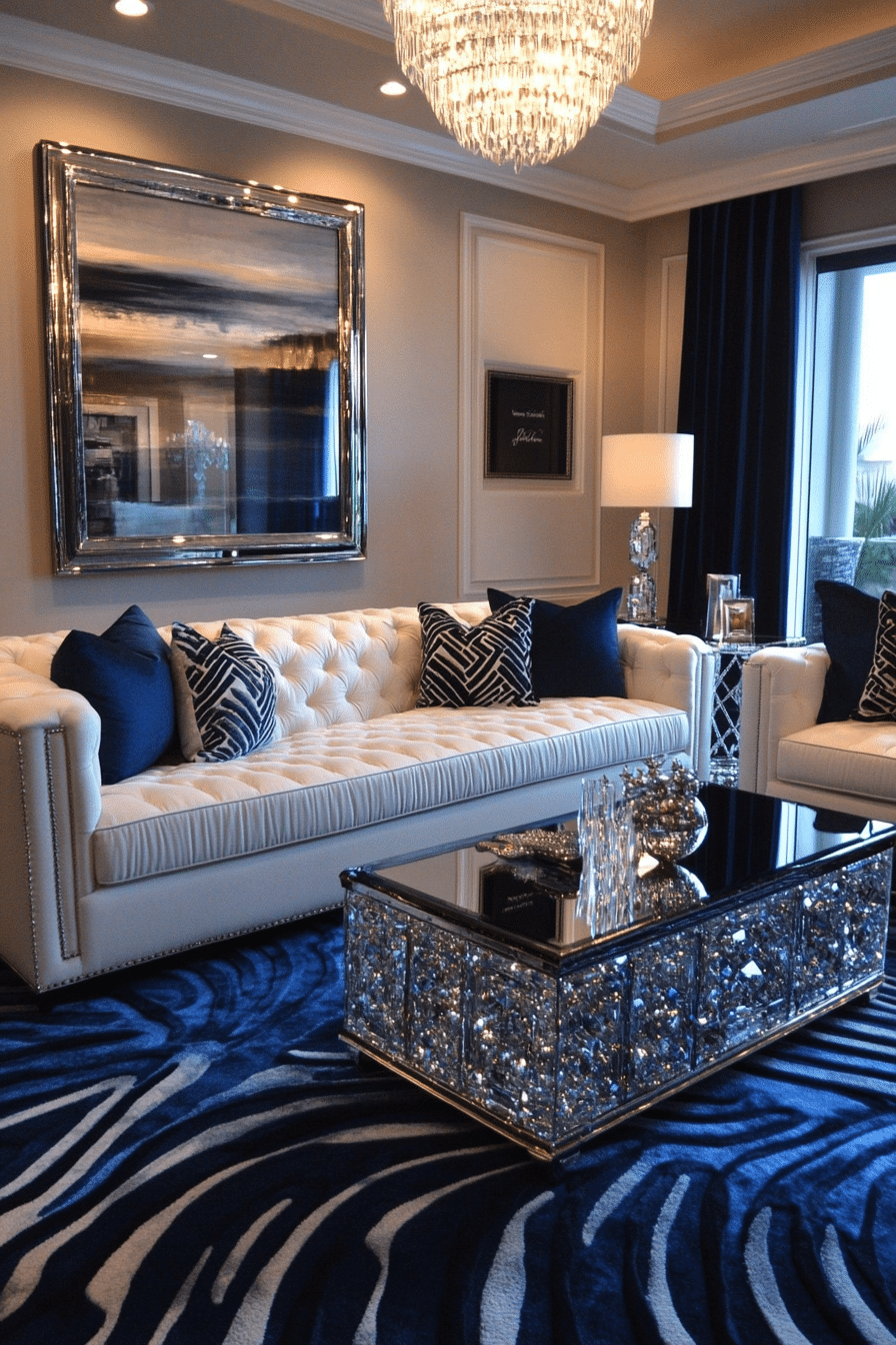 17. Hollywood Regency Sparkle (Cream Couch Living Room Ideas) - Cream Couch Living Room Ideas