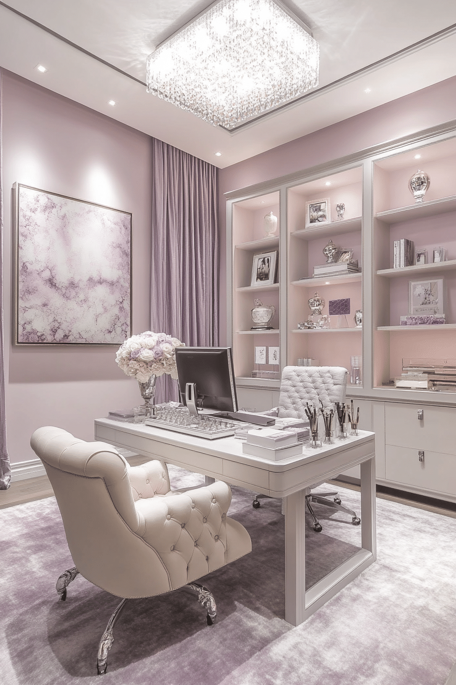 9. Lavender Luxe Studio (Bloxburg Office Ideas) - Bloxburg Office Ideas