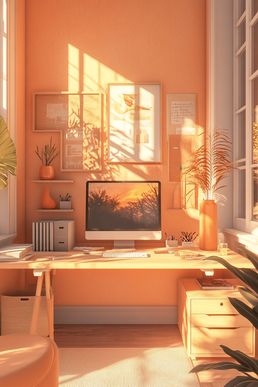 22. Sunset Palette Workspace (Bloxburg Office Ideas) - Bloxburg Office Ideas