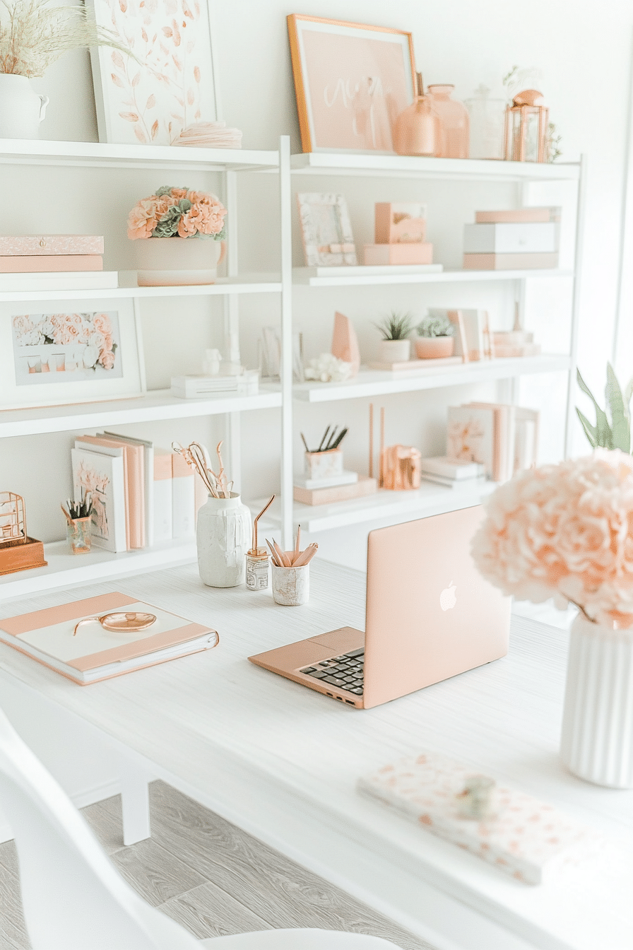 25. Peachy Pastel Corner (Bloxburg Office Ideas) - Bloxburg Office Ideas