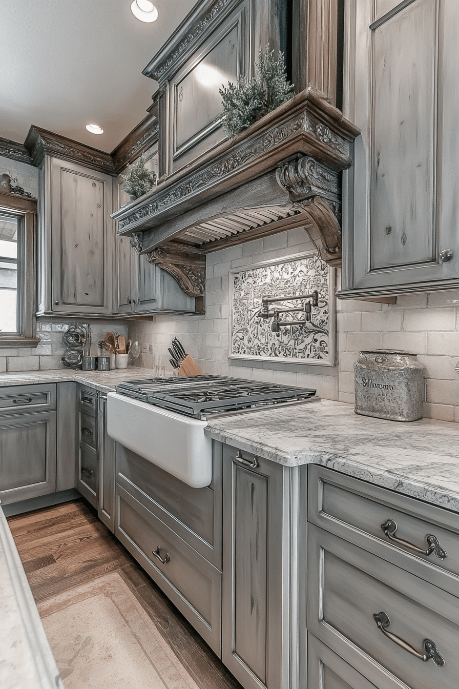 13. French Country Gray (Gray Kitchen Ideas) - Gray Kitchen Ideas