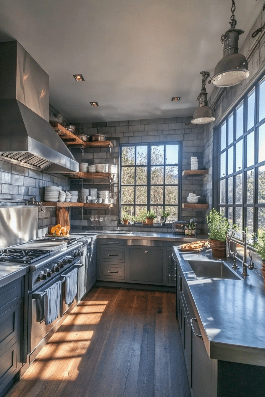 24. Industrial Chic with Gunmetal Gray (Gray Kitchen Ideas) - Gray Kitchen Ideas
