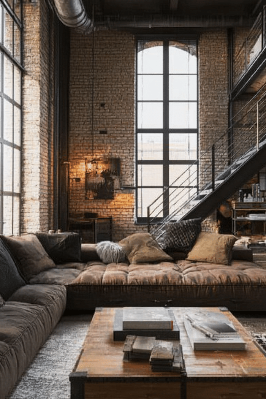 1. Rustic Factory Charm (Industrial Living Room Ideas) - Industrial Living Room Ideas
