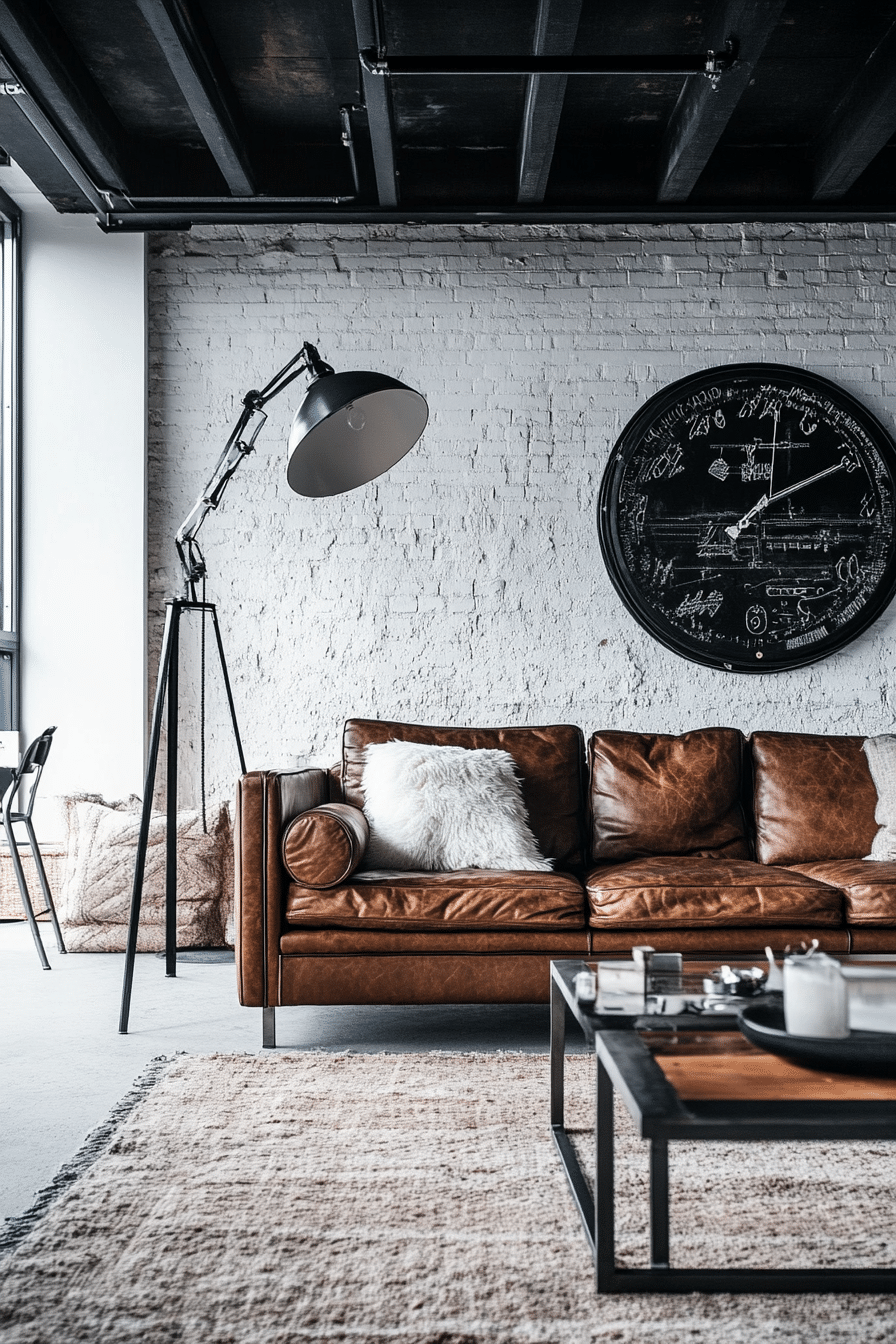 4. Vintage Steel & Leather (Industrial Living Room Ideas) - Industrial Living Room Ideas
