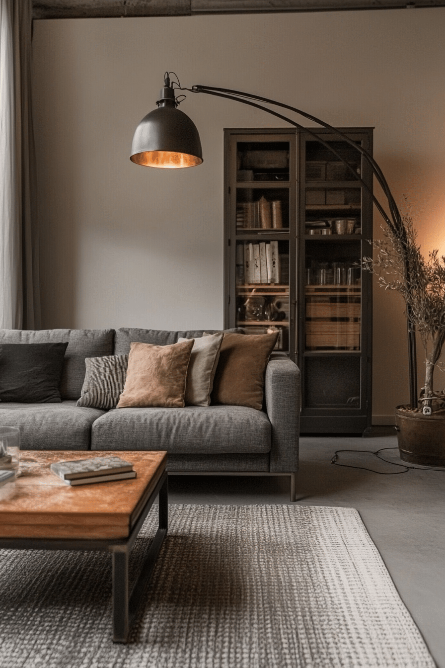 8. Warm Metal Accents (Industrial Living Room Ideas) - Industrial Living Room Ideas