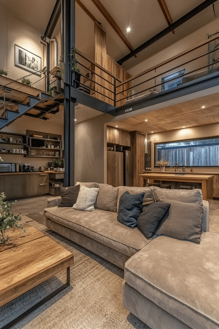 11. Steel & Wood Harmony (Industrial Living Room Ideas) - Industrial Living Room Ideas