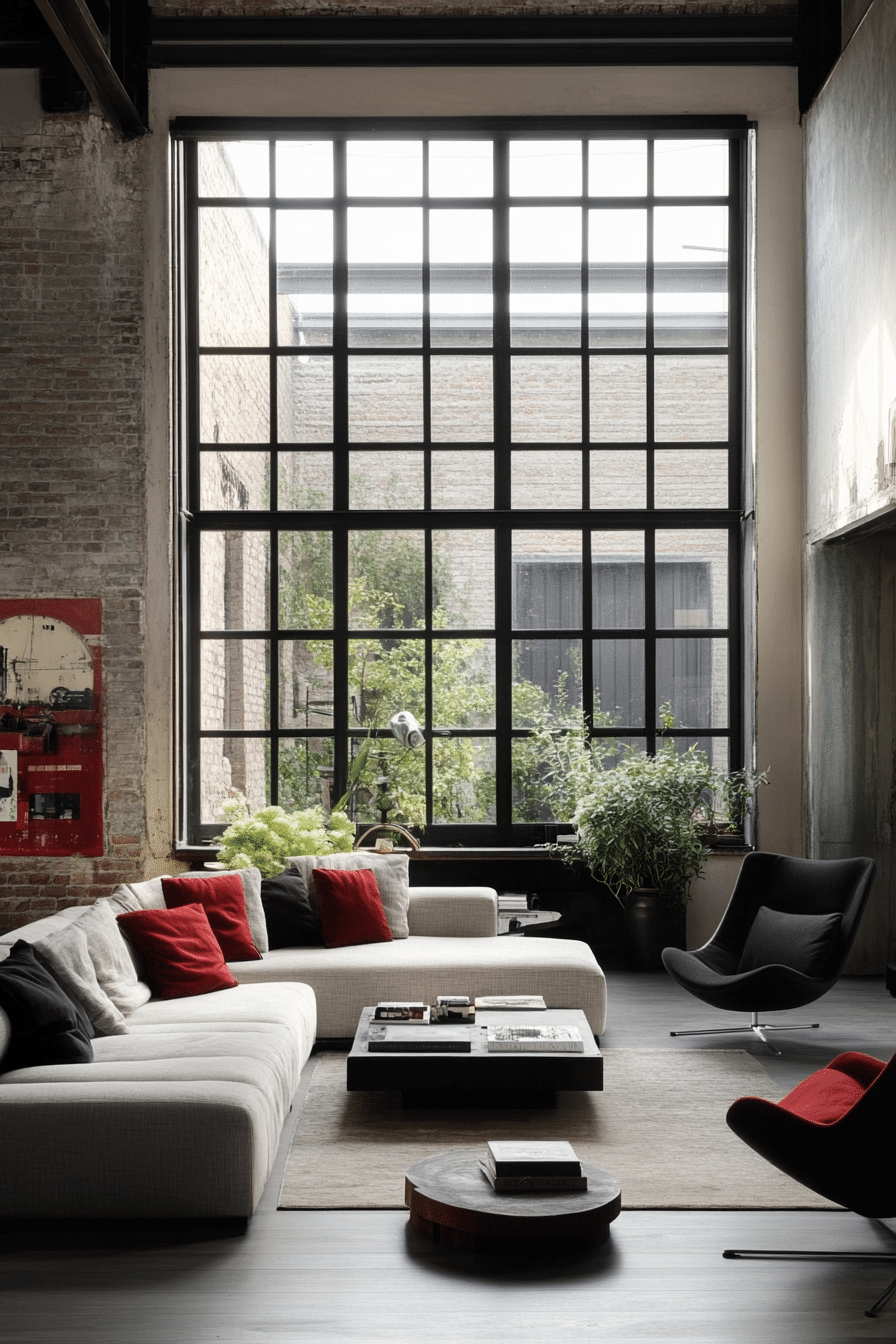 14. Warehouse Window Wonder (Industrial Living Room Ideas) - Industrial Living Room Ideas