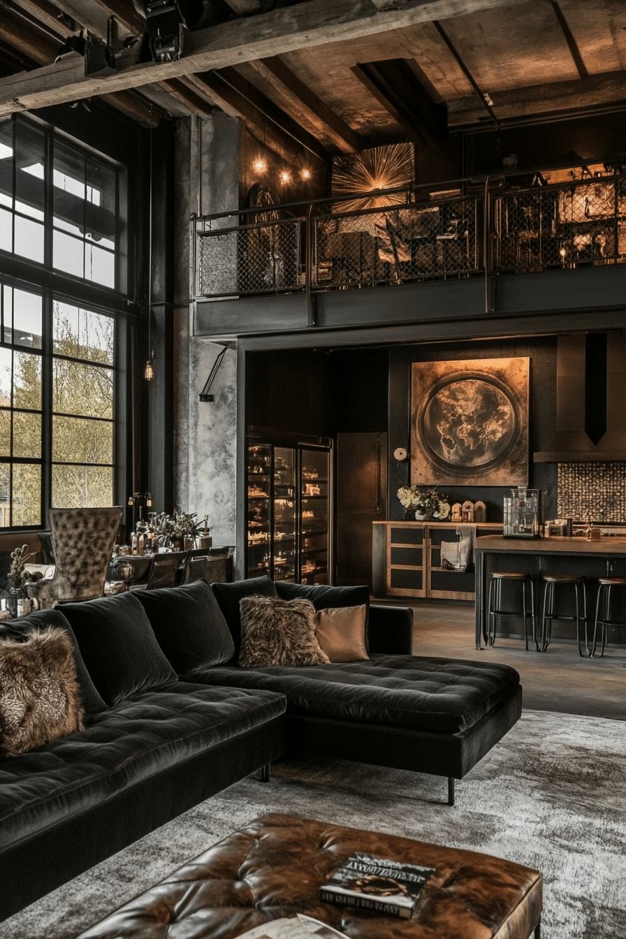 16. Burnished Elegance (Industrial Living Room Ideas) - Industrial Living Room Ideas