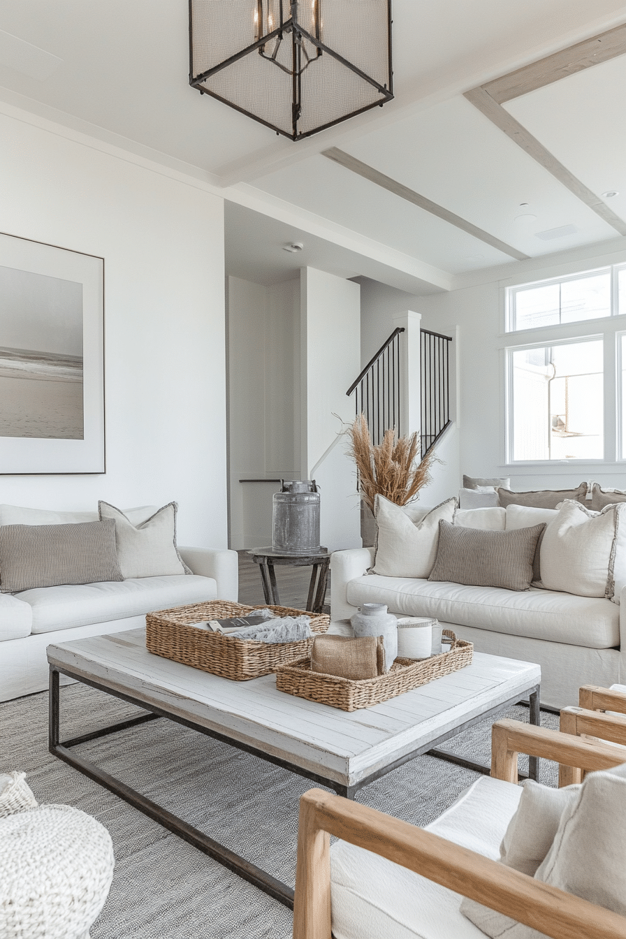 17. Crisp Industrial Whiteout (Industrial Living Room Ideas) - Industrial Living Room Ideas