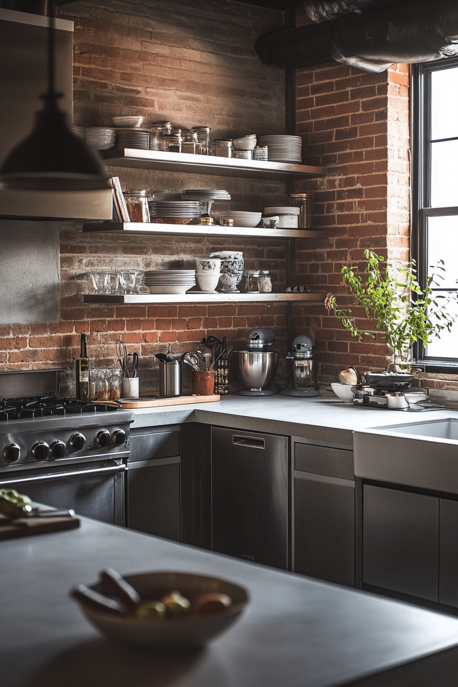 5. Industrial Chic Kitchen (White Countertop Kitchen Ideas) - White Countertop Kitchen Ideas