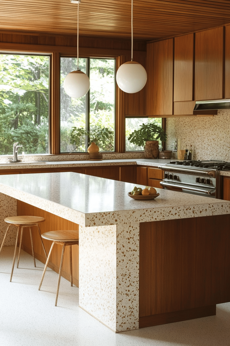 7. Mid-Century Modern Kitchen (White Countertop Kitchen Ideas) - White Countertop Kitchen Ideas