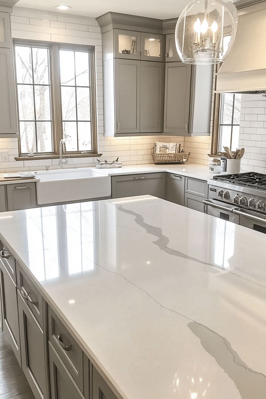 8. Transitional Charm Kitchen (White Countertop Kitchen Ideas) - White Countertop Kitchen Ideas