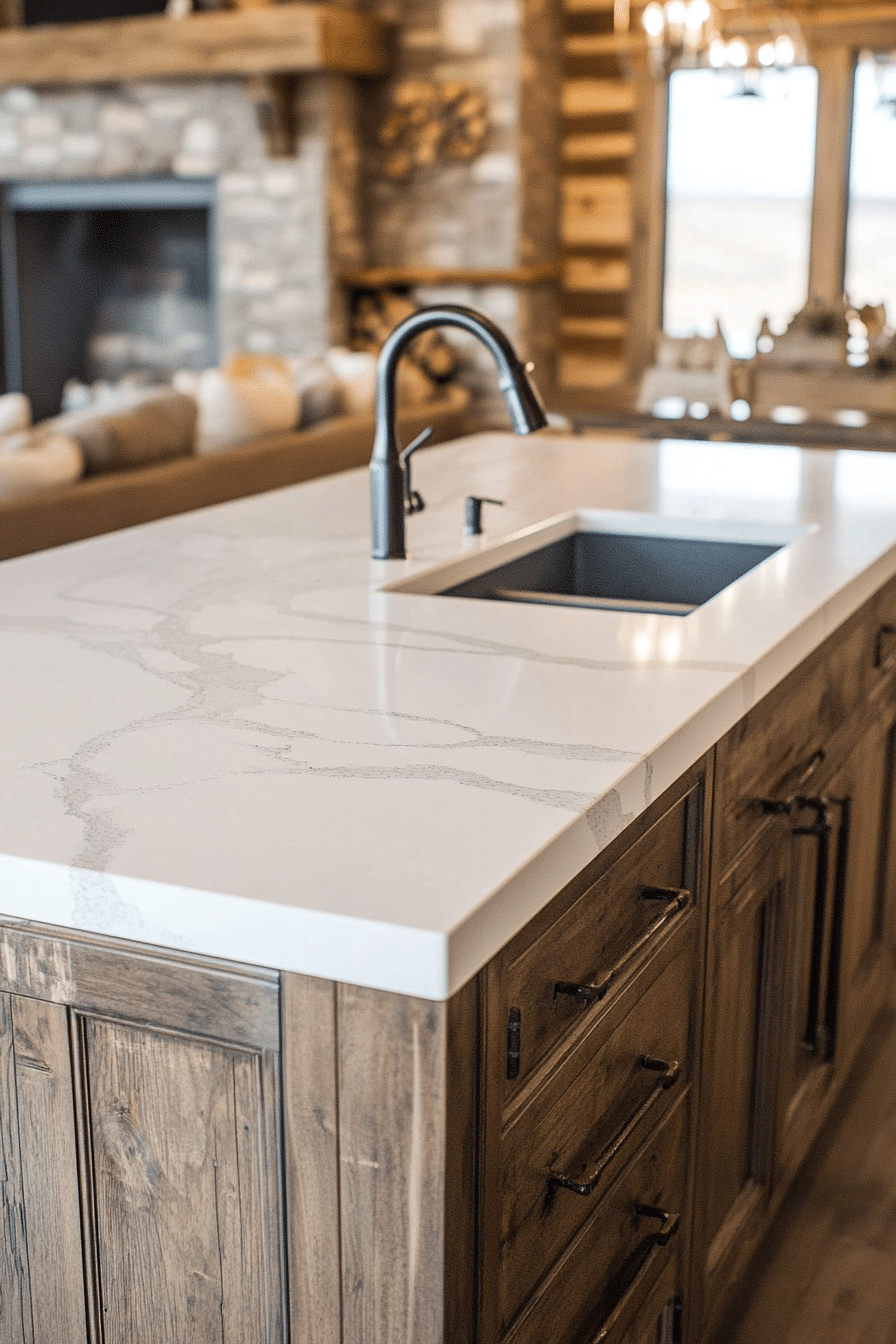 12. Rustic Mountain Kitchen (White Countertop Kitchen Ideas) - White Countertop Kitchen Ideas