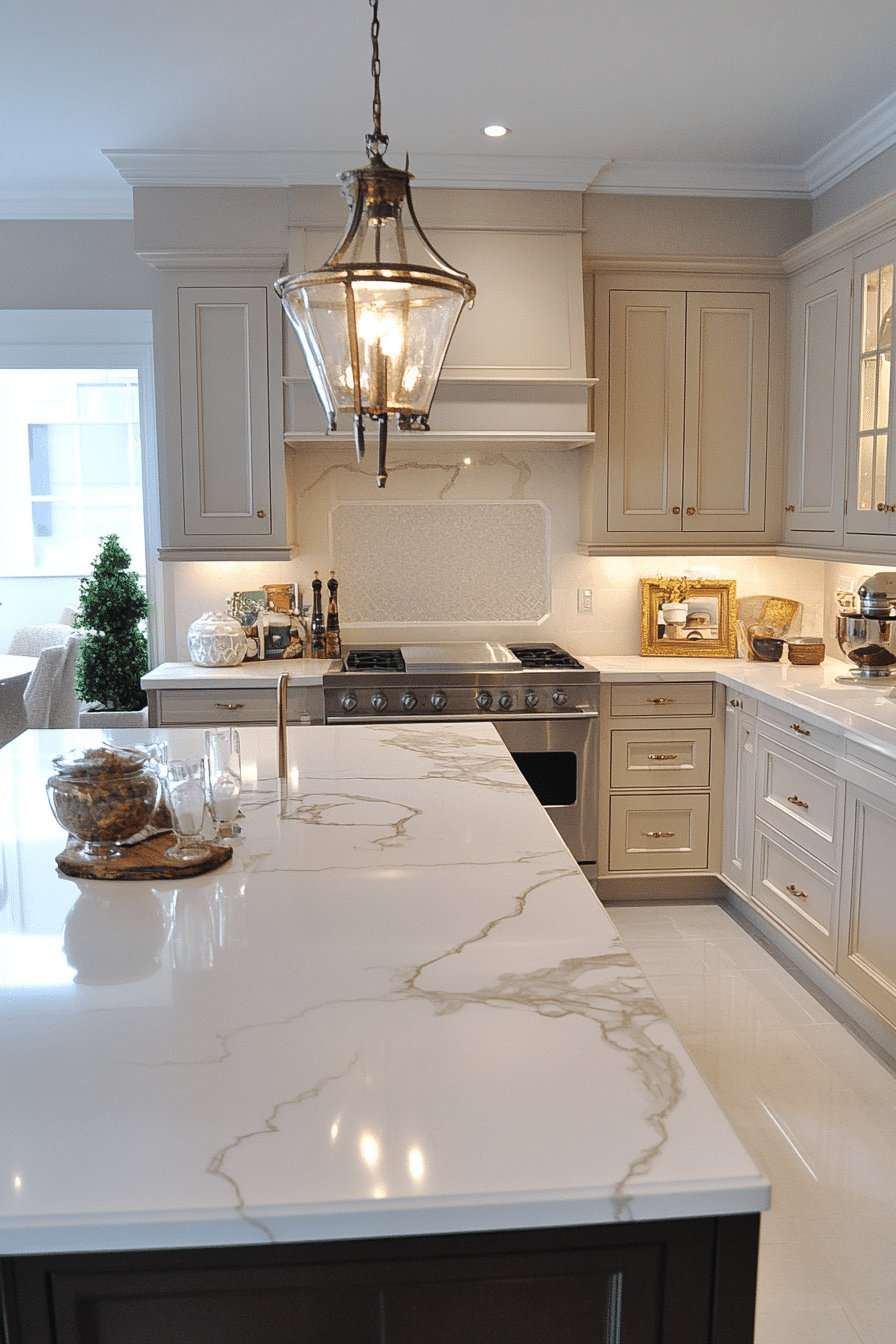 14. Elegant Earth Kitchen (White Countertop Kitchen Ideas) - White Countertop Kitchen Ideas