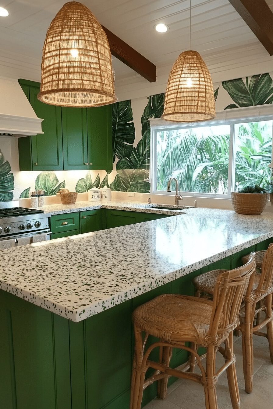 16. Tropical Breeze Kitchen (White Countertop Kitchen Ideas) - White Countertop Kitchen Ideas