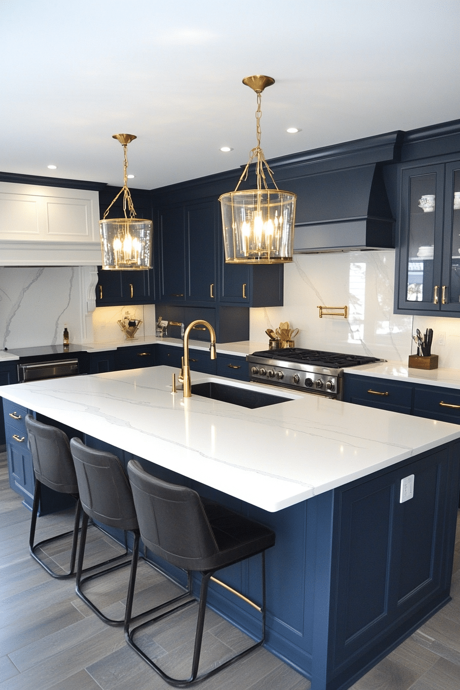 18. Bold Contrast Kitchen (White Countertop Kitchen Ideas) - White Countertop Kitchen Ideas