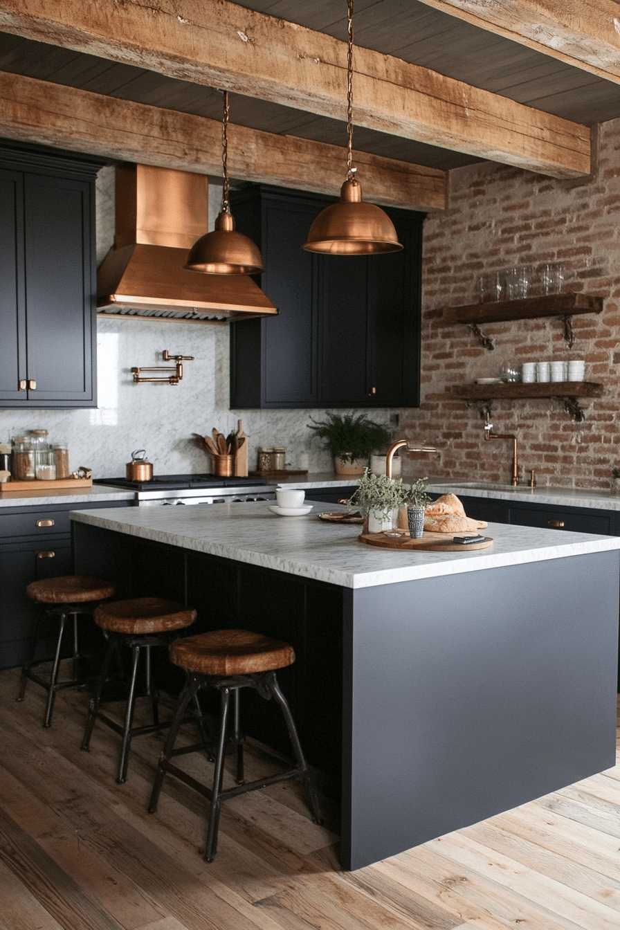5. Industrial Lodge Look (Log House Kitchen Ideas) - Log House Kitchen Ideas
