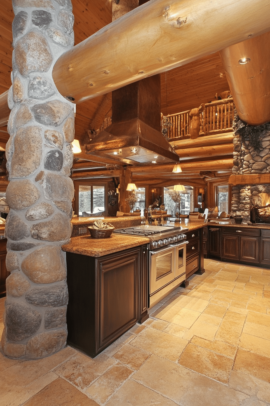 7. Earthy Contemporary Blend (Log House Kitchen Ideas) - Log House Kitchen Ideas