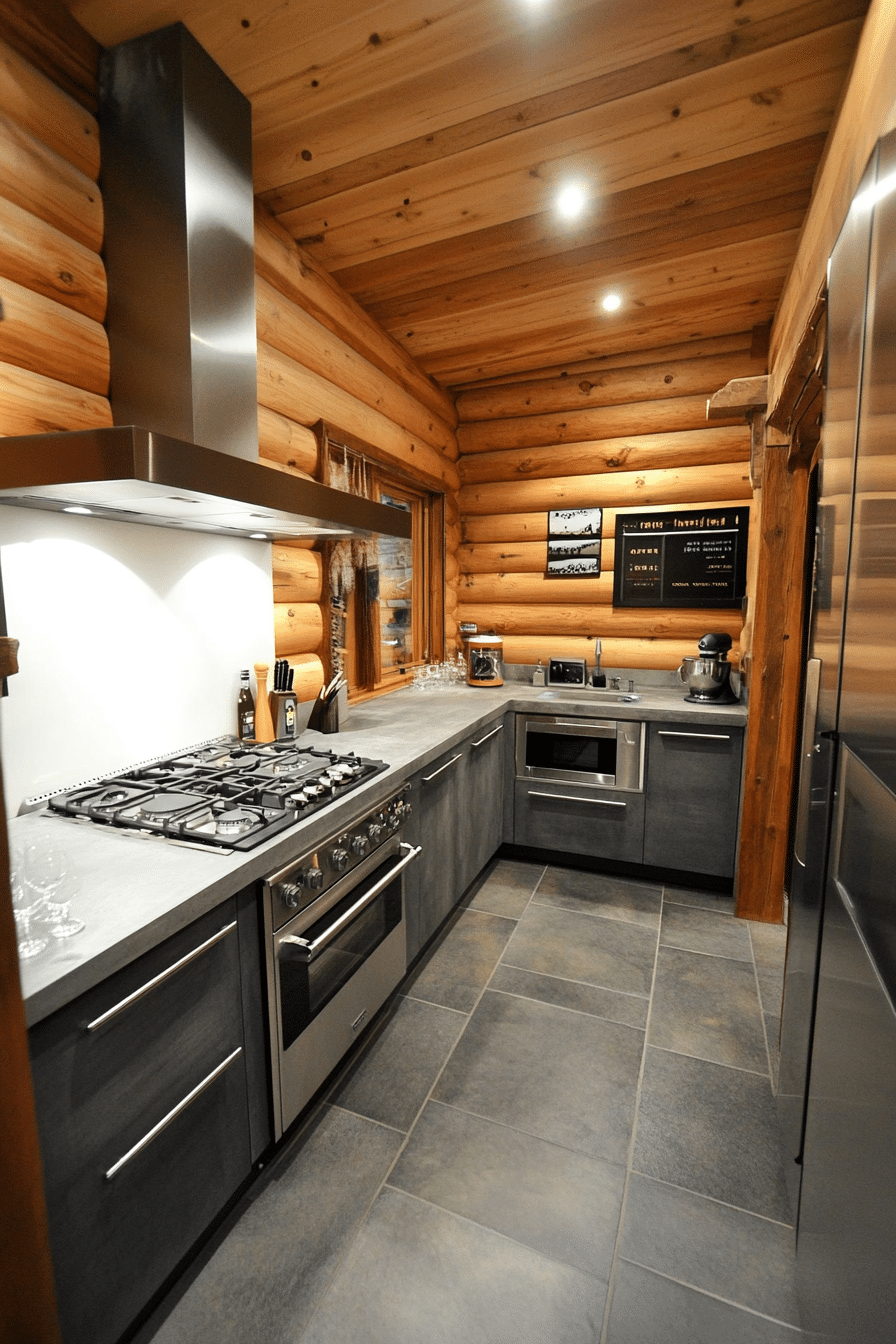 17. Contemporary Chalet (Log House Kitchen Ideas) - Log House Kitchen Ideas
