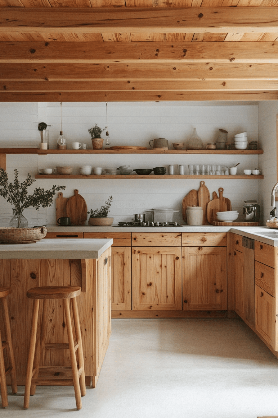 20. Minimalist Pine Kitchen (Log House Kitchen Ideas) - Log House Kitchen Ideas