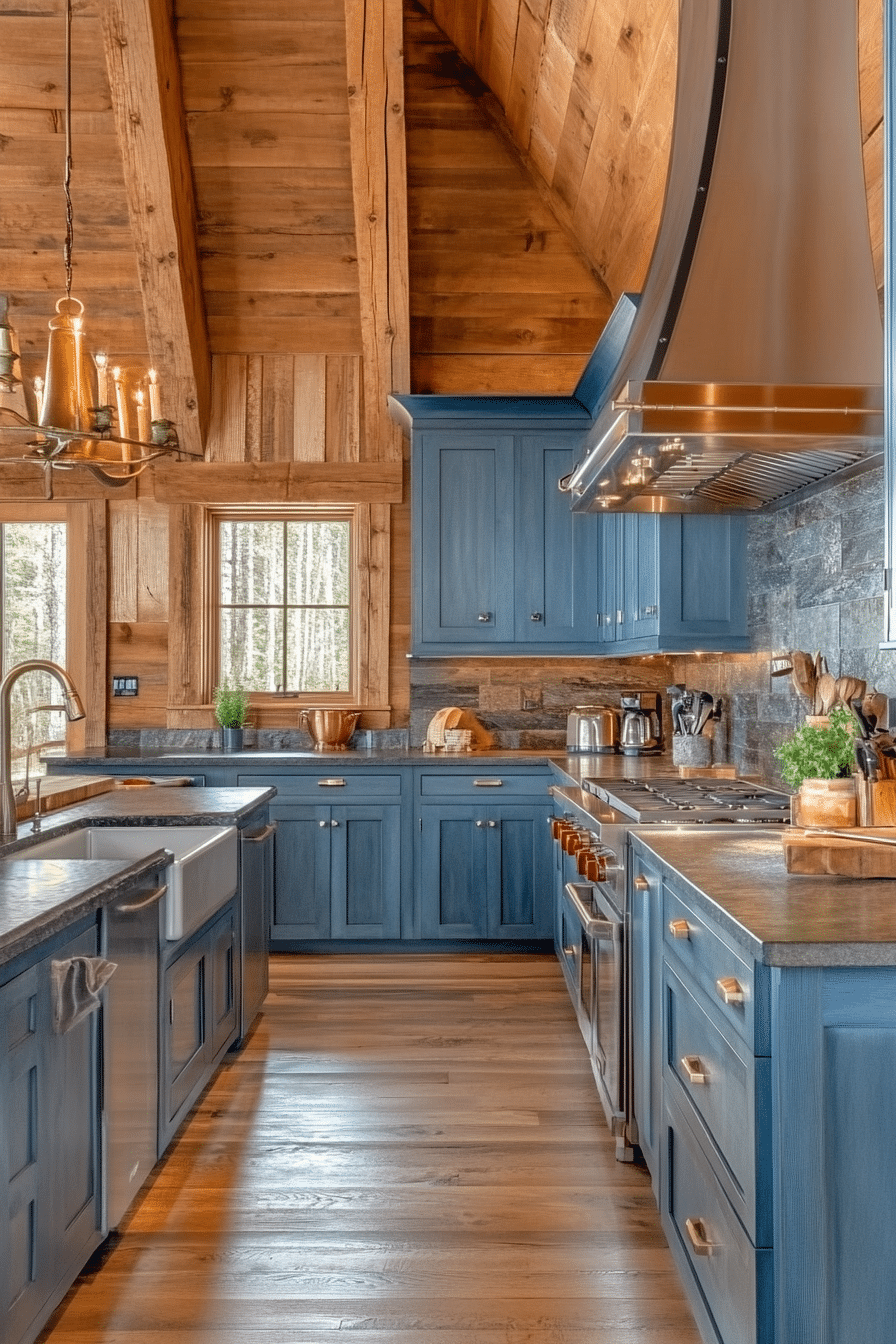 21. Modern Woodland Fusion (Log House Kitchen Ideas) - Log House Kitchen Ideas