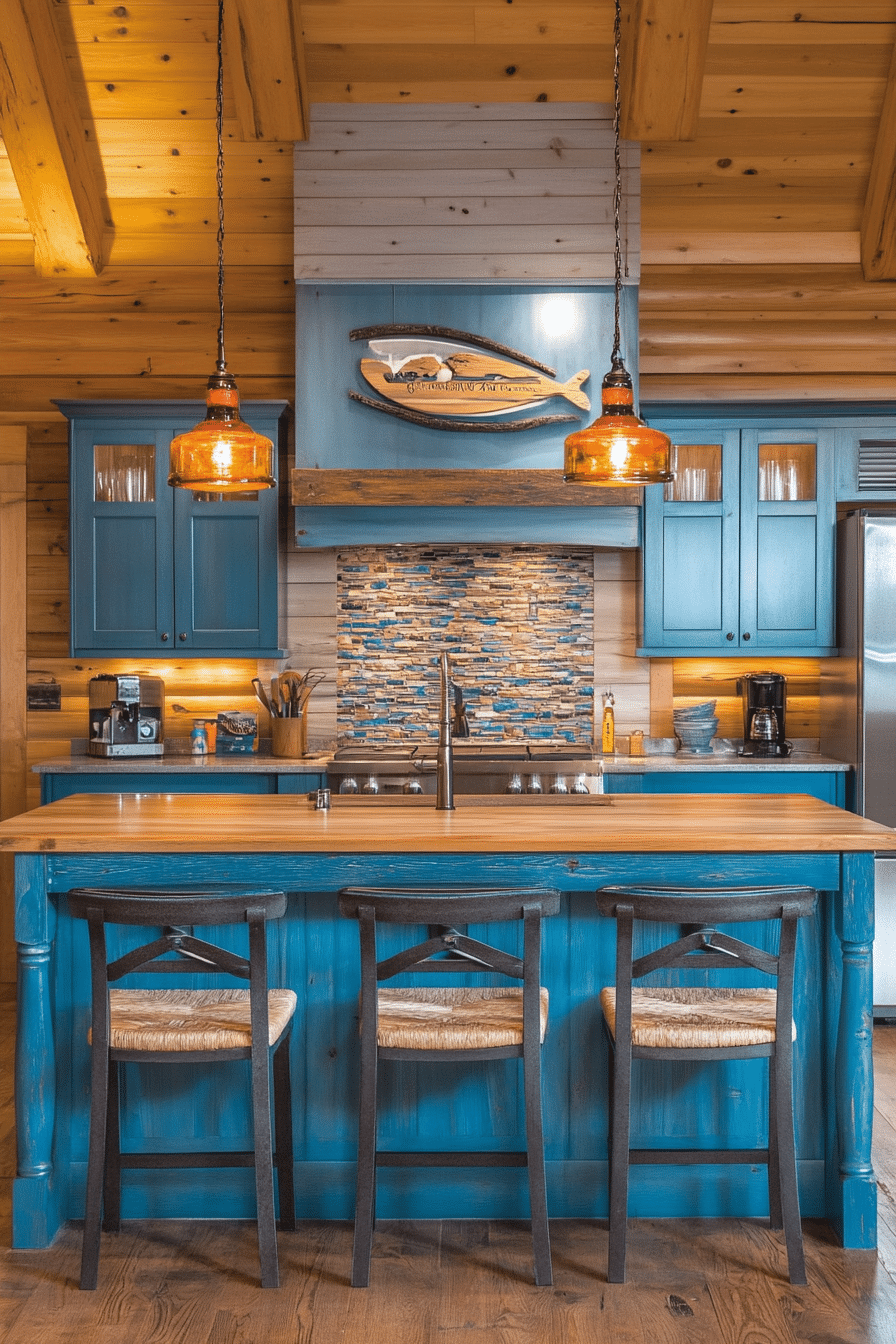 22. Lakeside Cabin Kitchen (Log House Kitchen Ideas) - Log House Kitchen Ideas