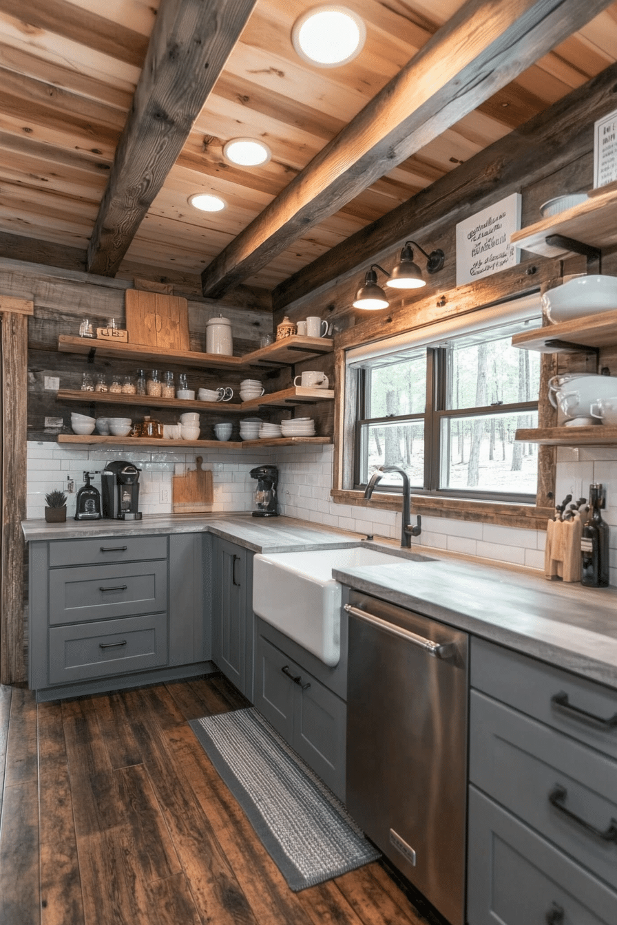 26. Modern Rustic Revival (Log House Kitchen Ideas) - Log House Kitchen Ideas