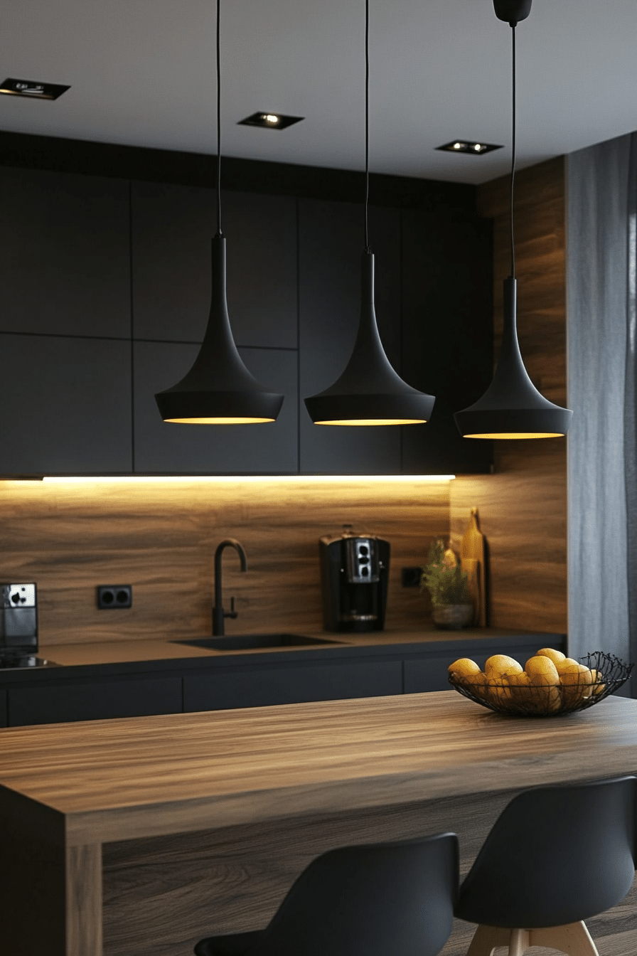 1. Modern Matte Black Elegance (Kitchen Lamp Ideas) - Kitchen Lamp Ideas