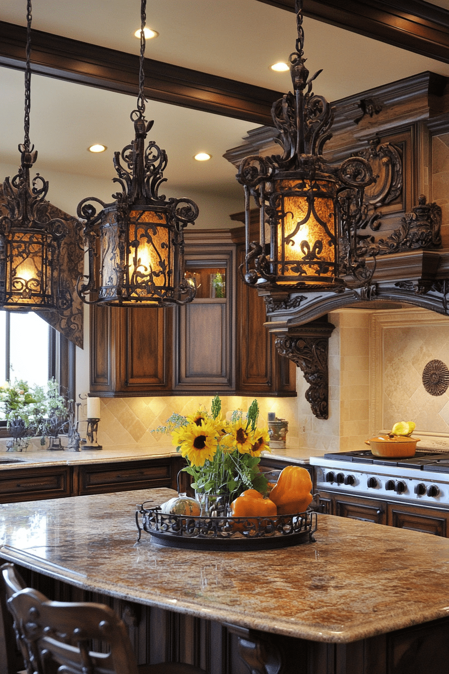 13. Traditional Bronze Scrollwork (Kitchen Lamp Ideas) - Kitchen Lamp Ideas
