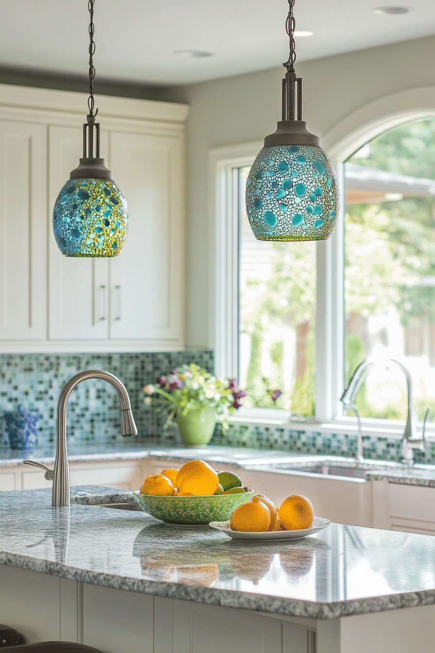 18. Eclectic Mosaic Glass Pendant (Kitchen Lamp Ideas) - Kitchen Lamp Ideas