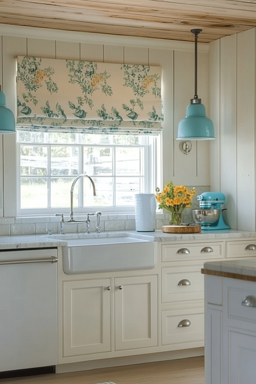 20. Country Cottage Sky Blue Shade (Kitchen Lamp Ideas) - Kitchen Lamp Ideas