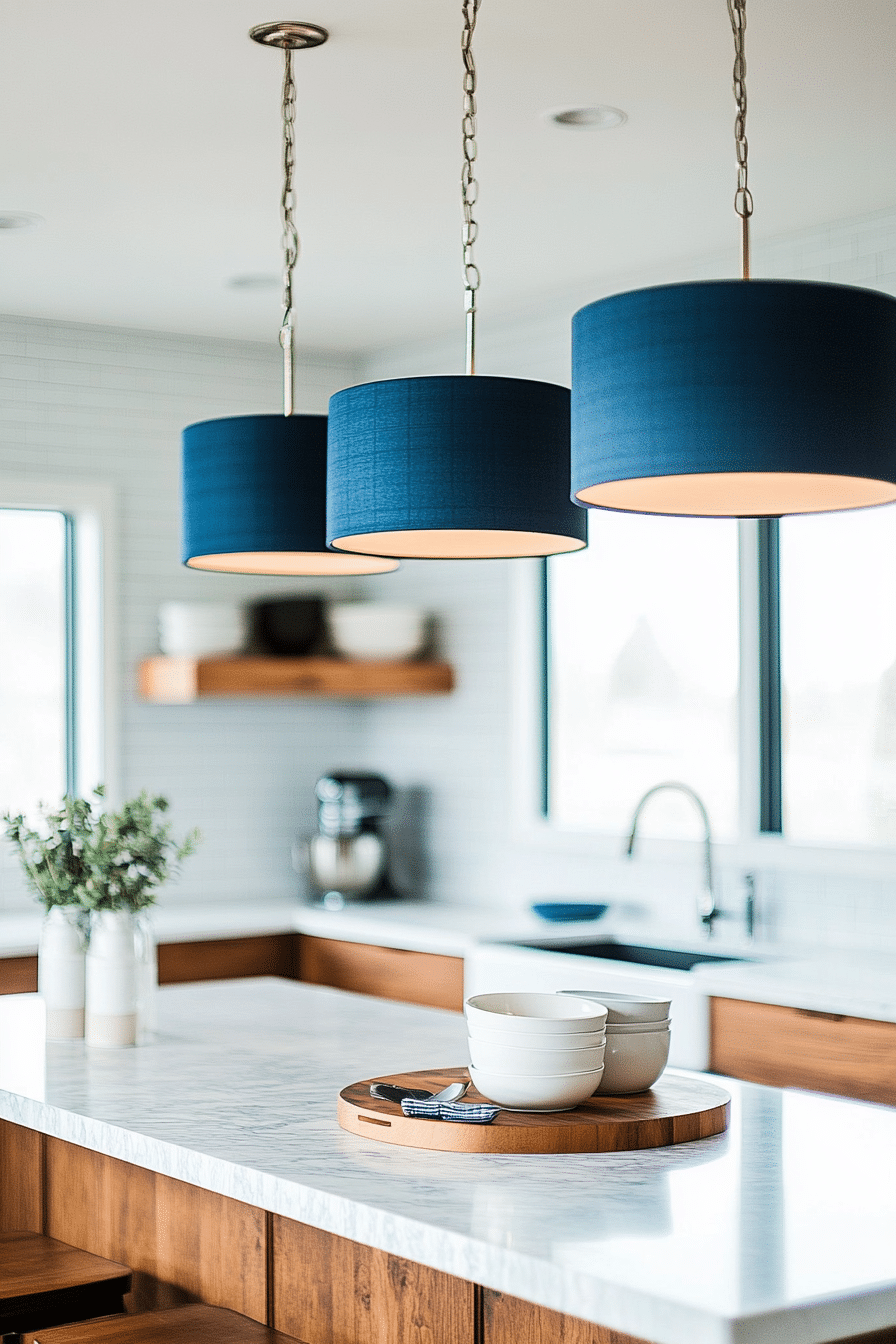 25. Bold Cobalt Blue Drum Pendant (Kitchen Lamp Ideas) - Kitchen Lamp Ideas