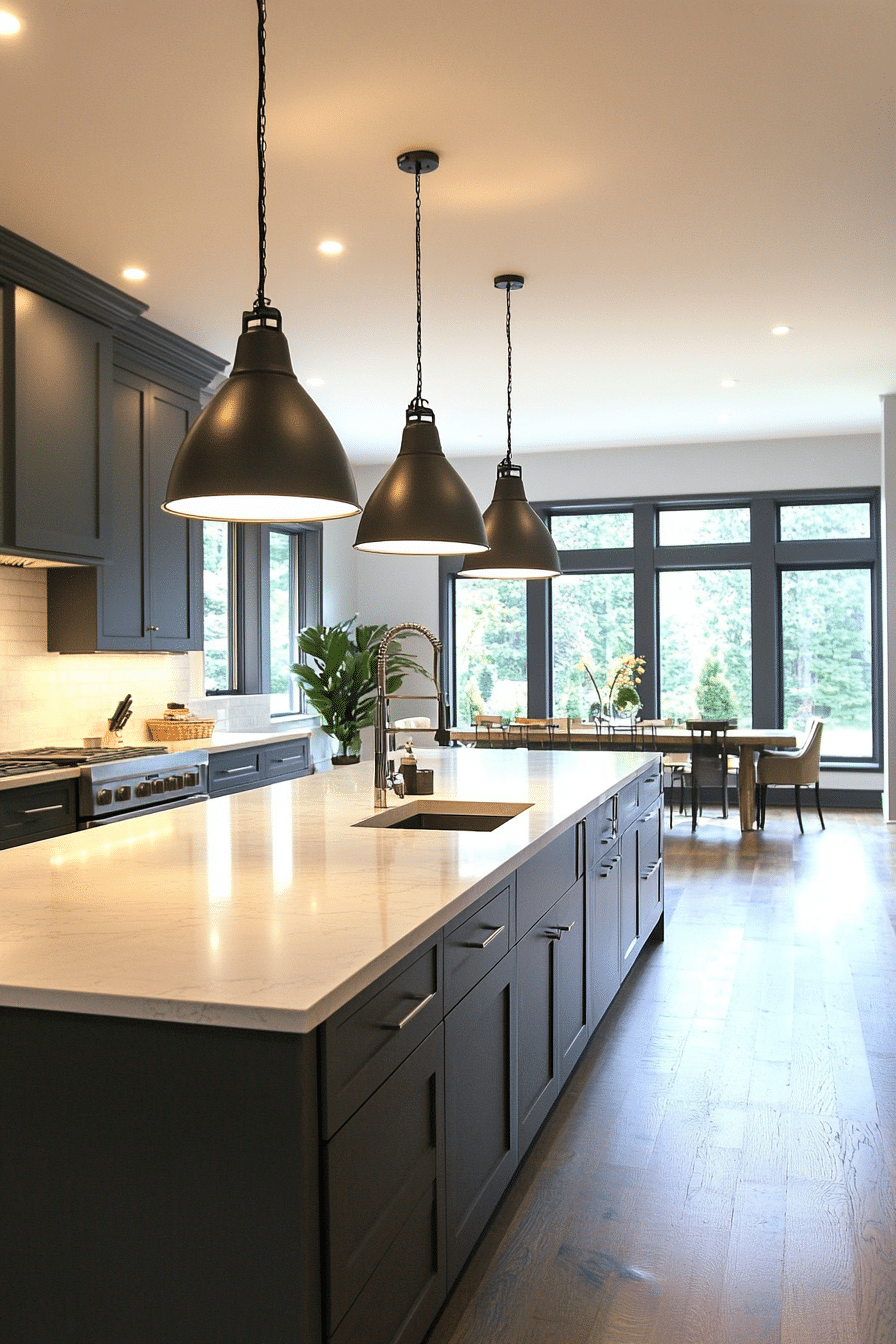 27. Monochrome Charcoal Linear Bar Light (Kitchen Lamp Ideas) - Kitchen Lamp Ideas