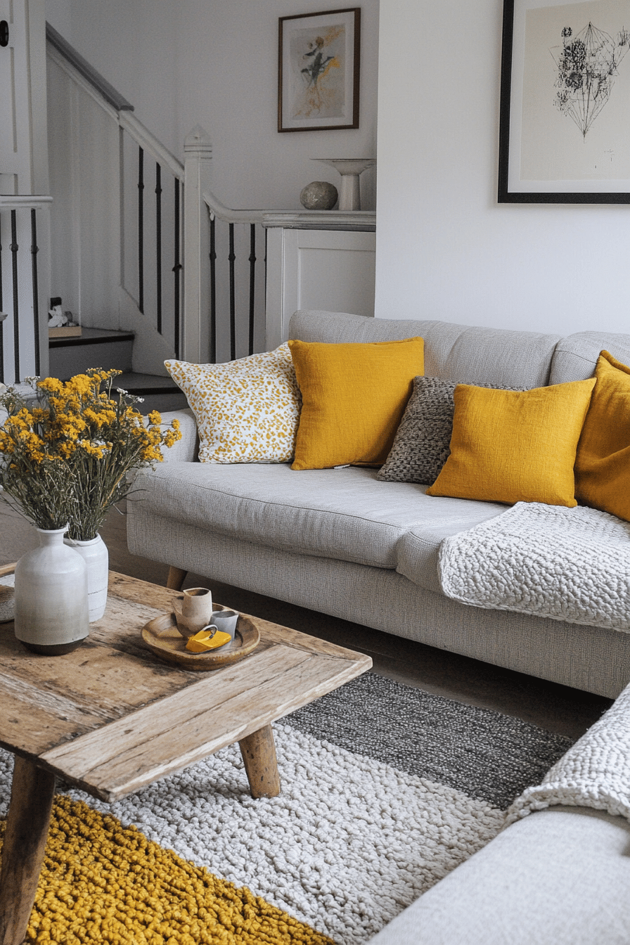 7. Eclectic Artisan Flair (Yellow And Grey Living Room Ideas) - Yellow And Grey Living Room Ideas