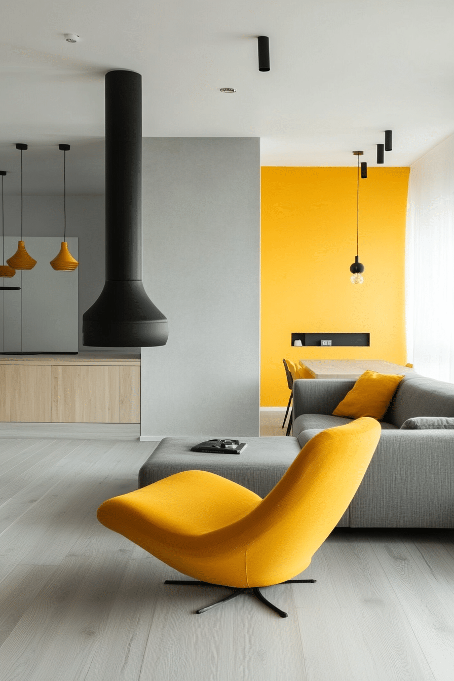 10. Minimalist Bright Balance (Yellow And Grey Living Room Ideas) - Yellow And Grey Living Room Ideas