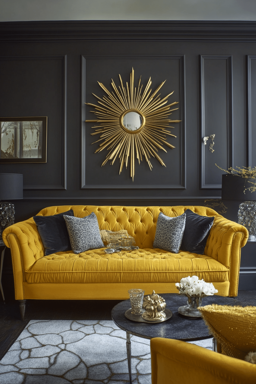 11. Art Deco Revival (Yellow And Grey Living Room Ideas) - Yellow And Grey Living Room Ideas