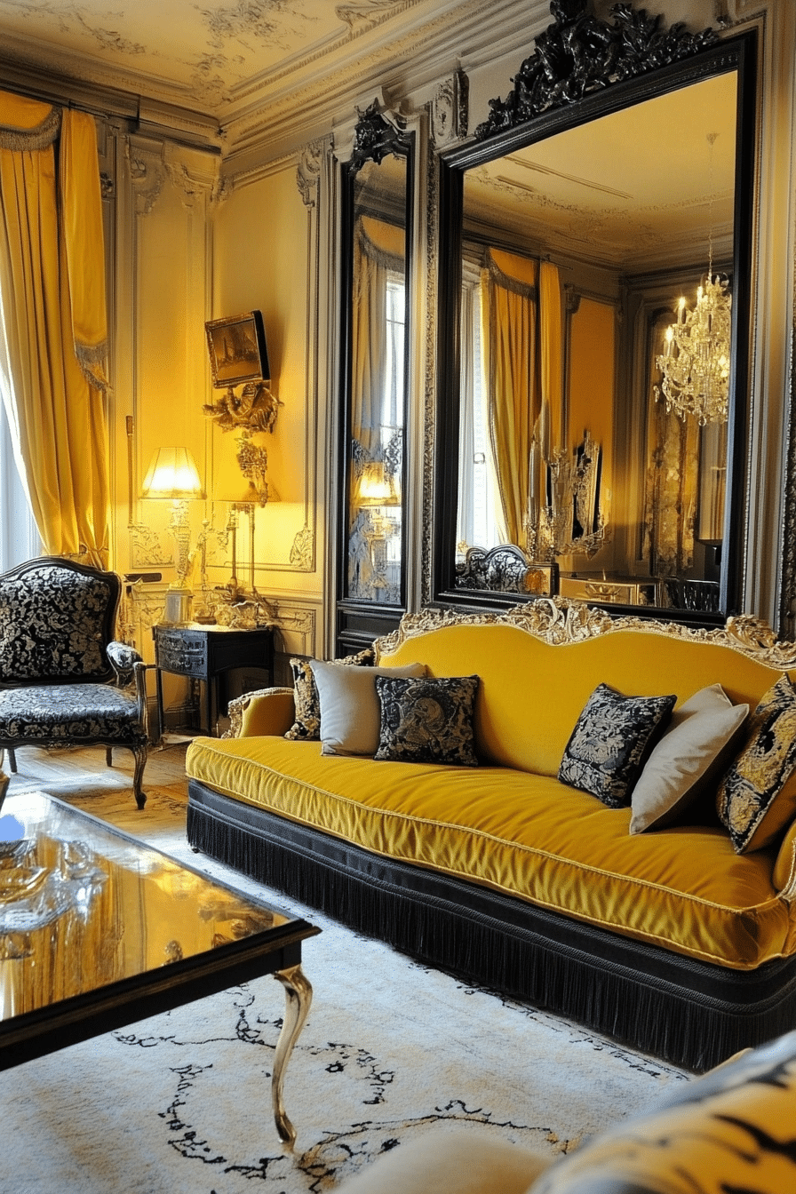 22. Parisian Chic Style (Yellow And Grey Living Room Ideas) - Yellow And Grey Living Room Ideas