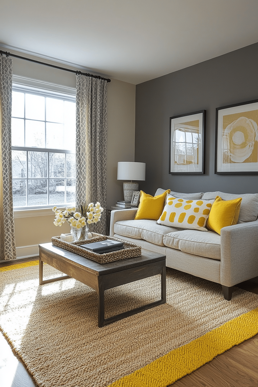 25. Natural Textured Harmony (Yellow And Grey Living Room Ideas) - Yellow And Grey Living Room Ideas