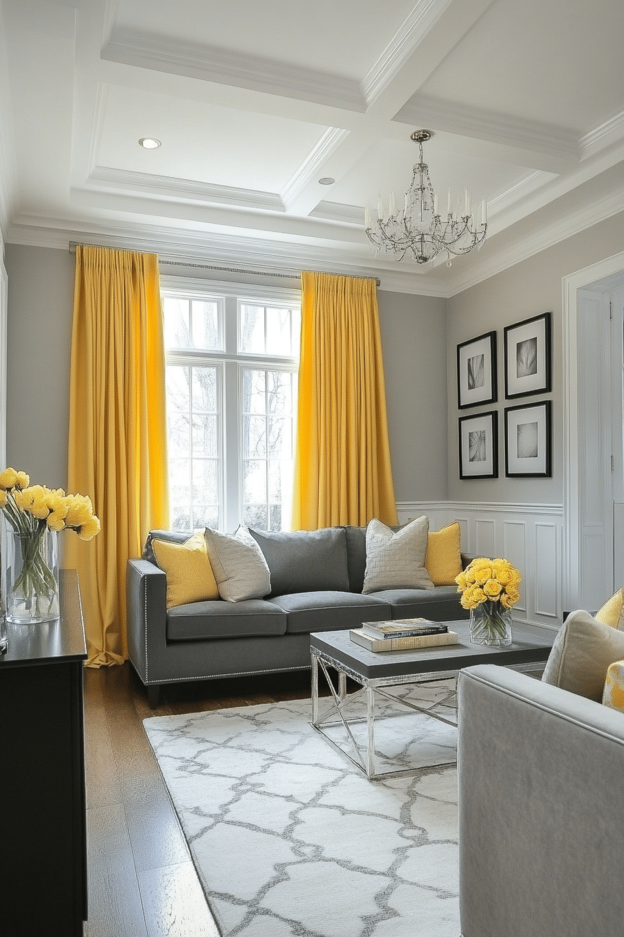27. Transitional Calm (Yellow And Grey Living Room Ideas) - Yellow And Grey Living Room Ideas