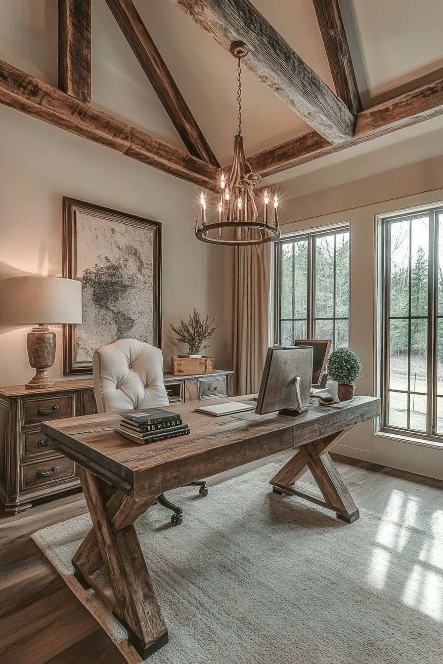 1. Farmhouse Heritage Study (Rustic Home Office Ideas) - Rustic Home Office Ideas