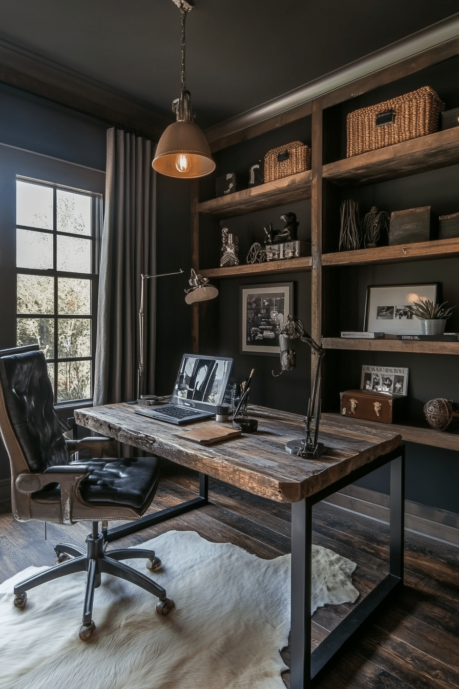 5. Industrial Rustic Fusion (Rustic Home Office Ideas) - Rustic Home Office Ideas