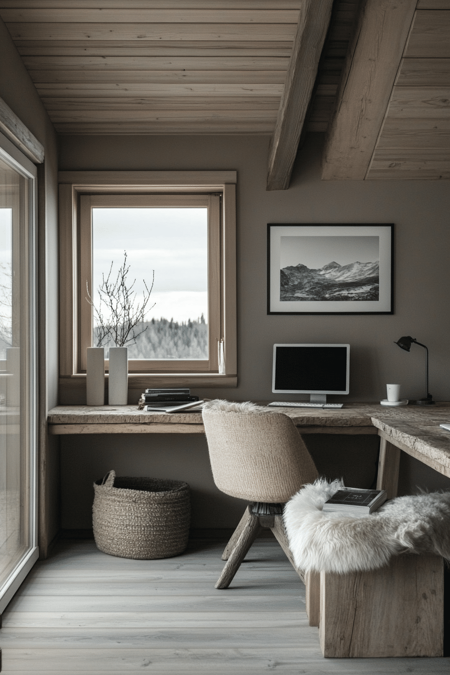 6. Rustic Scandinavian Nook (Rustic Home Office Ideas) - Rustic Home Office Ideas