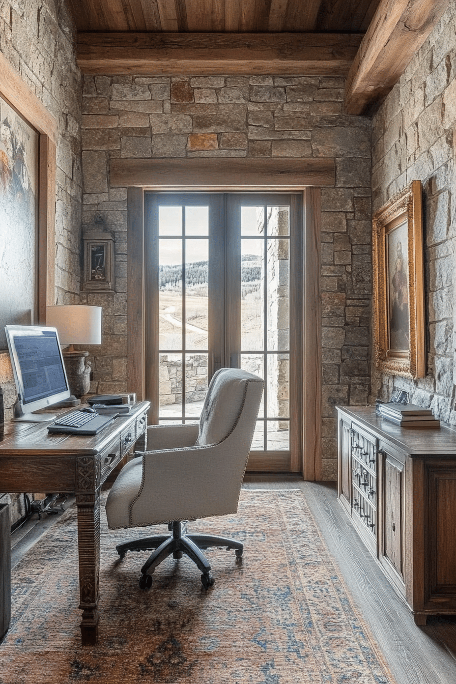 8. Stone & Timber Study (Rustic Home Office Ideas) - Rustic Home Office Ideas