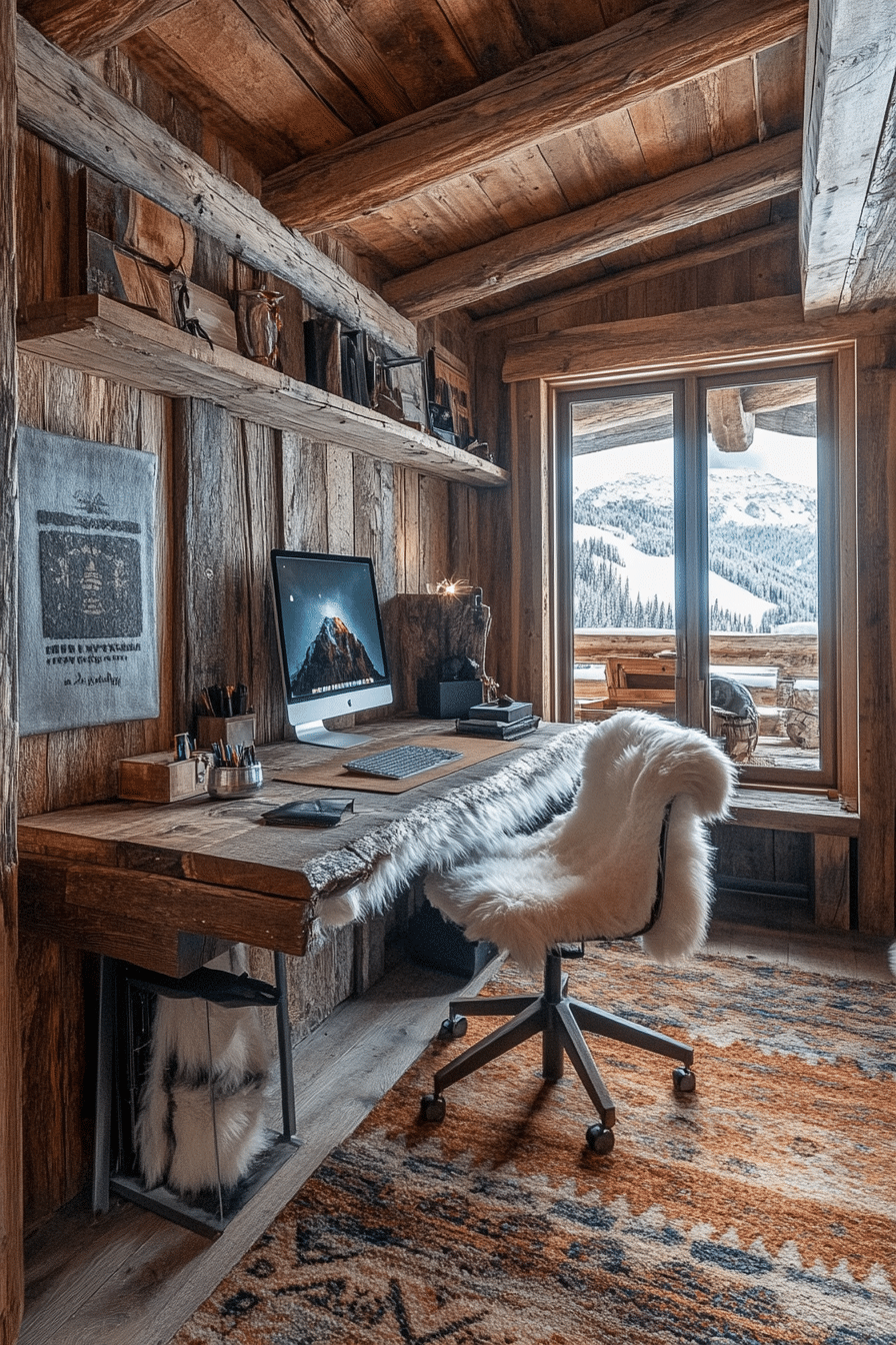 22. Alpine Cabin Workspace (Rustic Home Office Ideas) - Rustic Home Office Ideas
