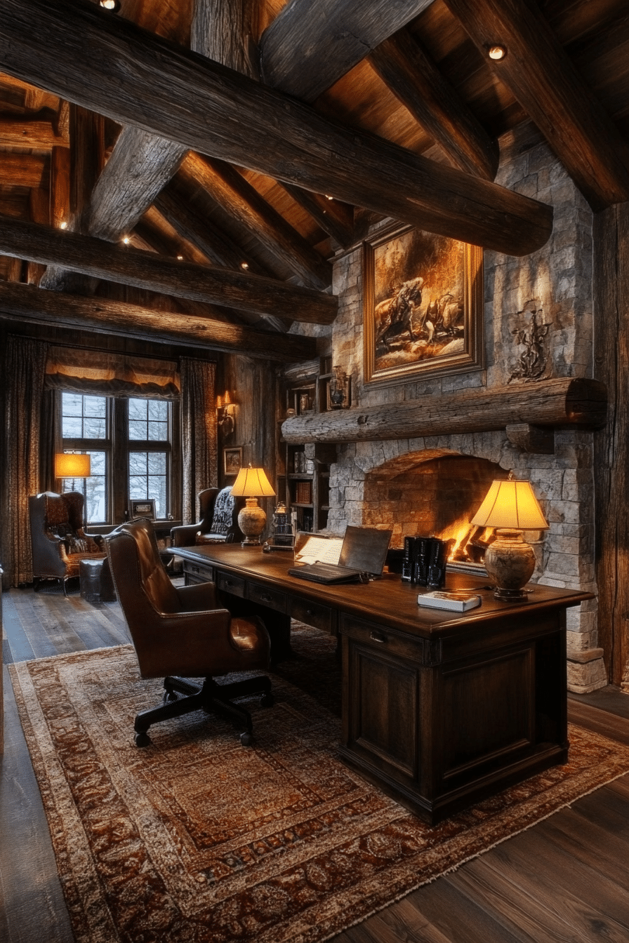 24. Textured Timber Suite (Rustic Home Office Ideas) - Rustic Home Office Ideas