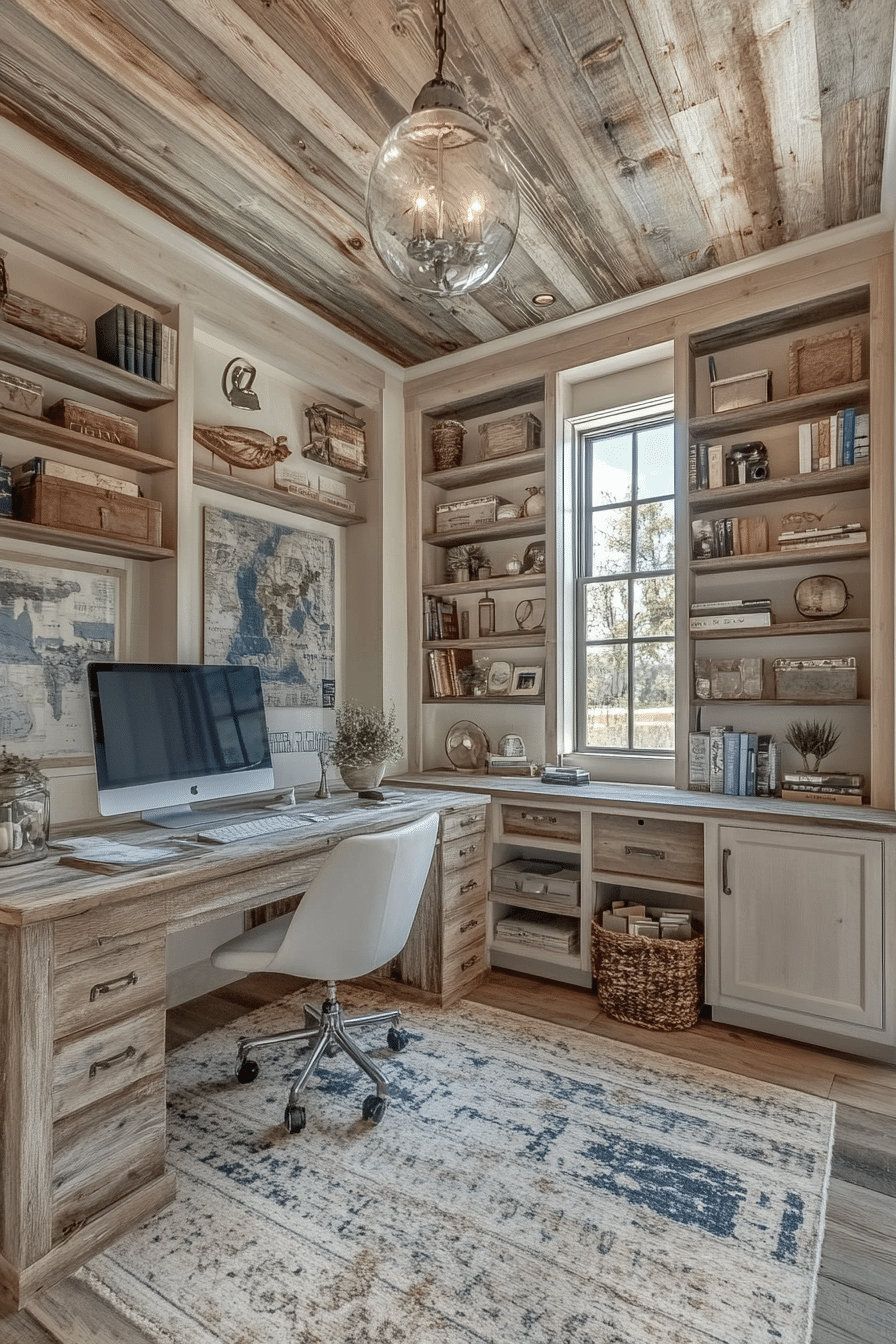25. Weathered Coastal Office (Rustic Home Office Ideas) - Rustic Home Office Ideas