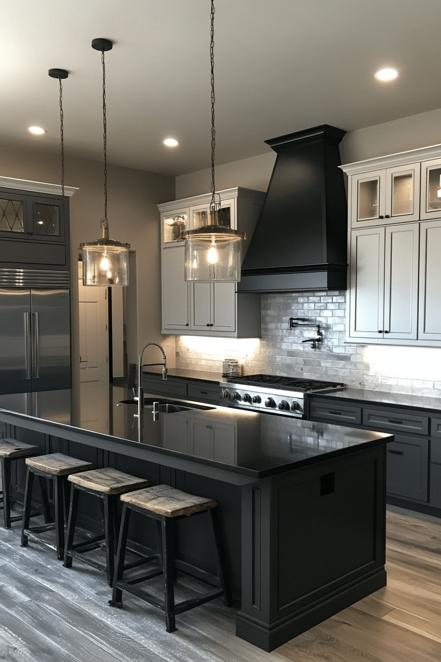 10. Classic Steel Contrast (Black And Gray Kitchen Ideas) - Black And Gray Kitchen Ideas