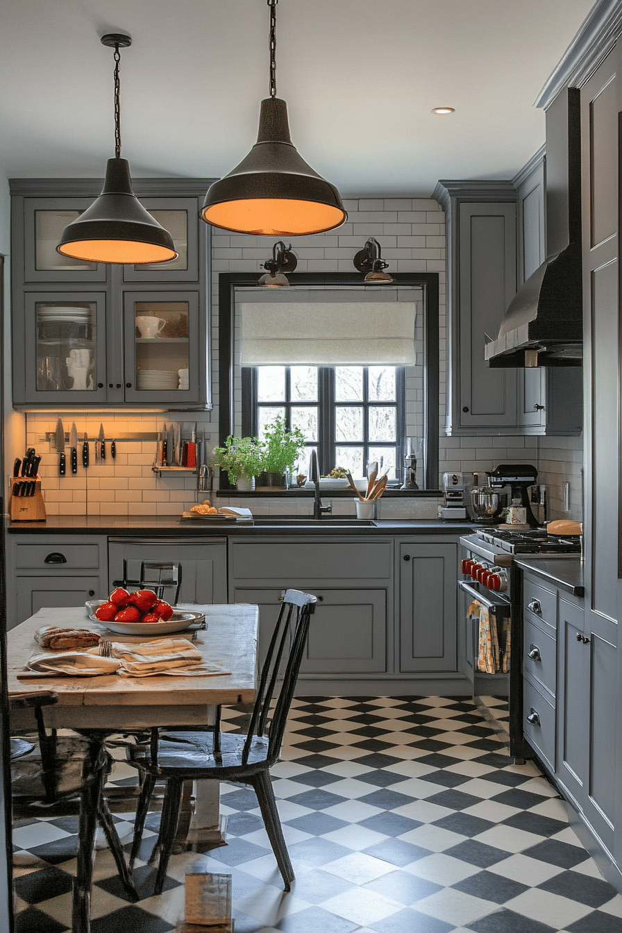 11. Vintage Pewter Charm (Black And Gray Kitchen Ideas) - Black And Gray Kitchen Ideas